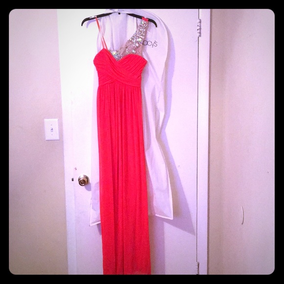 Orange long rhinestone prom dress - Picture 1 of 3